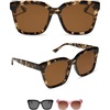 image:imageDIFF Meredith  Designer Square Sunglasses for Women  UV400 Polarized ProtectionEspresso Tortoise  Brown