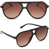 image:imageDIFF Tosca II Oversized Aviator Sunglasses for Women  Black  Brown Gradient  100 UV Protection