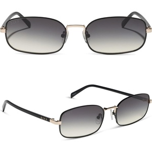 image:imageDIFF  Rachael Kirkconnell Trinity Oval Low Profile Sunglasses for Women  UV400 Protection  Black  Grey Gradient