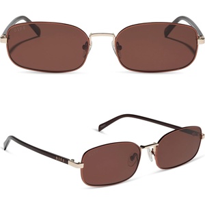 image:imageDIFF  Rachael Kirkconnell Trinity Oval Low Profile Sunglasses for Women  UV400 Protection  Brown  Brown