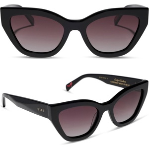 image:imageDIFF  The Devil Wears Prada Emily Oversized Cat Eye Sunglasses for Women  UV400 Polarized Protection  Black  Brown Gradient