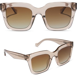image:imageDIFF  TravisMathew  Valencia Oversized Square Sunglasses for Women  UV400 Polarized ProtectionSoft Taupe Crystal  Brown Gradient