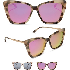 image:imageDIFF Becky II Cream Tortoise Oversized Cat Eye Sunglasses for Women  Fashionable amp Stylish Frame  100 UV ProtectionCream Tortoise  Pink Mirror