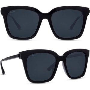 image:imageDIFF Bella Designer Square Sunglasses for Women  UV400 Polarized Protection  Black FrameBlack  Grey