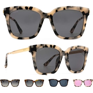 image:imageDIFF Bella Square Sunglasses for Women  Designer Frames  100 UV ProtectionCream Tortoise  Grey