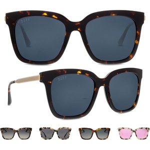 image:imageDIFF Bella Square Sunglasses for Women  Designer Frames  100 UV ProtectionTortoise  Grey Polarized