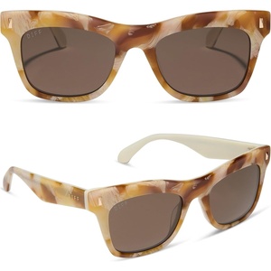 image:imageDIFF Bradley Designer Rectangular Sunglasses for Women and Men  Fashionable amp Trendy Style  100 UV ProtectionGilded TortoiseCourtside Ivory  Brown