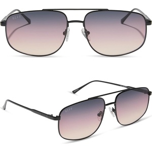 image:imageDIFF Charley Designer Aviator Sunglasses for Women and Men  UV400 Protection  Shiney Black  Twilight Gradient