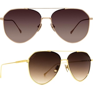 image:imageDIFF Dash Designer Aviator Sunglasses for Women UV400 ProtectionBrushed Gold  Coffee Gradient