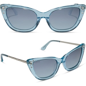 image:imageDIFF Disney Princess Cinderella Designer Cat Eye Sunglasses for Women UV400 Polarized Blue Crystal Glitter  Blue Dust Gradient