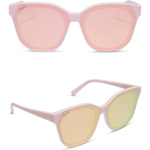 image:imageDIFF Gia Designer Square Sunglasses for Women  Fashionable amp Trendy Eyewear  100 UVAUVB ProtectionPowder Pink  Cherry Blossom Mirror