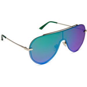 image:imageDIFF Imani Designer Shield Sunglasses for Women UV400 ProtectionGold  Green Mirror