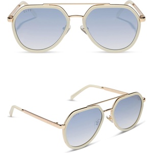 image:imageDIFF Joey Oversized Aviator Sunglasses for Women and Men  UV400 Protection  Modern Geometric ShadesCourtside Ivory  Slate Gradient Flash