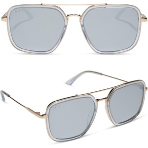 image:imageDIFF Jordan Designer Navigator Sunglasses for Women  100 UVAUVB Protection  Solid FramesGold  Clear Crystal Temple