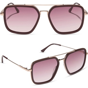 image:imageDIFF Jordan Designer Navigator Sunglasses for Women  100 UVAUVB Protection  Solid FramesRugby Red