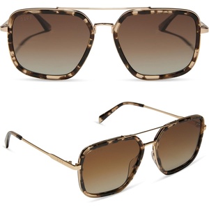 image:imageDIFF Jordan Designer Navigator Sunglasses for Women  100 UVAUVB ProtectionEspresso Tortoise  Brown Gradient