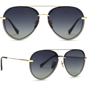 image:imageDIFF Lenox Polarized Designer Aviator Sunglasses for Women UV400 Protection Gold Stainless Steel FramesGold  Black Grey Gradient