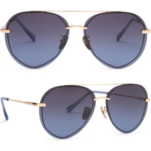 image:imageDIFF Lenox Polarized Designer Aviator Sunglasses for Women UV400 Protection Gold Stainless Steel FramesGold  Blue Gradient