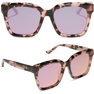image:imageDIFF Meredith  Designer Square Sunglasses for Women  UV400 Mirrored LensHimalayan Tortoise