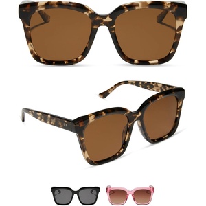image:imageDIFF Meredith  Designer Square Sunglasses for Women  UV400 Polarized ProtectionEspresso Tortoise  Brown