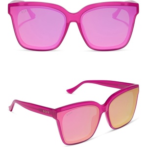 image:imageDIFF Meredith II  Designer Square Sunglasses for Women  100 UVAUVB ProtectionBright Tulip  Pink Mirror