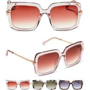 image:imageDIFF Sandra Designer Square Sunglasses for Women UV400 ProtectionLight Pink Crystal  Dusk Gradient