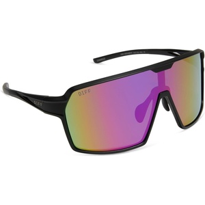 image:imageDIFF Sport Charge Designer Oversized Shield Sunglasses for women Polarized protection Matte Black  Pink Rush Mirror