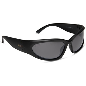 image:imageDIFF Sport Sunglasses Side Out Lightweight Wraparound Polarized Sunglasses UV400 ProtectionMatte Black  Grey WSilver Flash