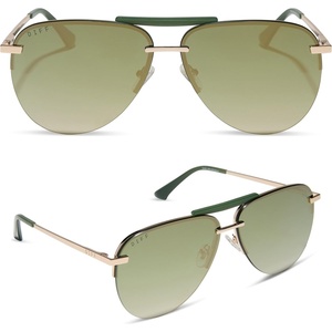 image:imageDIFF Tahoe  Designer Aviator Sunglasses for Women  UV400 Protection FramesGold  Aloe Green Gradient