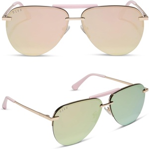 image:imageDIFF Tahoe  Designer Aviator Sunglasses for Women  UV400 ProtectionGold Powder Pink  Taupe Mirror