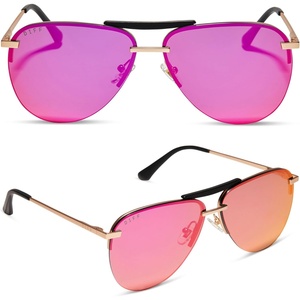 image:imageDIFF Tahoe  Designer Aviator Sunglasses for Women  UV400 ProtectionMatte Gold  Sunset Mirror