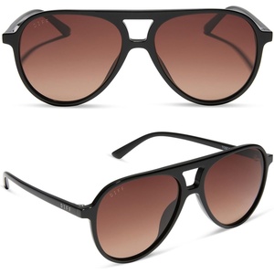 image:imageDIFF Tosca II Oversized Aviator Sunglasses for Women  Black  Brown Gradient  100 UV Protection