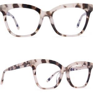 image:imageDIFF Winston Designer Oversized Square Computer Blue Light Blocking Glasses for Men and WomenCream Tortoise