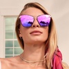 image:imageDIFF Becky V Designer Cat Eye Sunglasses for Women UV400Gold  Pink Rush Mirror