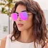 image:imageDIFF Berkely Navigator Sunglasses for Women  UV400 Protection  Modern Metal FramesGold  Pink Rush Mirror