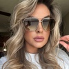 image:imageDIFF Berkely Navigator Sunglasses for Women  UV400 Protection  Modern Metal FramesSilver  Cool Matcha Gradient