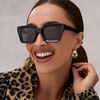 image:imageDIFF Greer Designer Rectangular Sunglasses for Women  UV400 Polarized ProtectionBlack  Grey