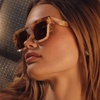 image:imageDIFF Greer Designer Rectangular Sunglasses for Women  UV400 Polarized ProtectionGilded Tortoise  Brown