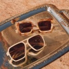 image:imageDIFF Greer Designer Rectangular Sunglasses for Women  UV400 Polarized ProtectionGilded Tortoise  Brown