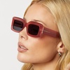 image:imageDIFF Indy Rectangular Sungalsses for Women  UV400 Protection  Designer Acetate FramesGuava