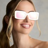 image:imageDIFF Indy Rectangular Sungalsses for Women  UV400 Protection  Designer Acetate FramesOpaline