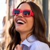 image:imageDIFF Indy Rectangular Sungalsses for Women  UV400 Protection  Designer Acetate FramesSunset