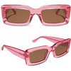image:imageDIFF Indy Rectangular Sungalsses for Women  UV400 Protection  Designer Acetate FramesCandy Pink Crystal