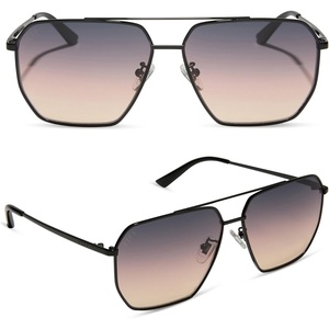 image:imageDIFF Berkely Navigator Sunglasses for Women  UV400 Protection  Modern Metal FramesBlack