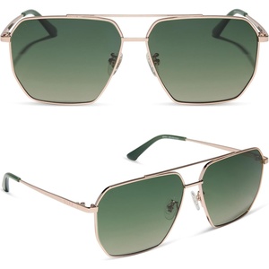 image:imageDIFF Berkely Navigator Sunglasses for Women  UV400 Protection  Modern Metal FramesChampagne Gold  Aloe Green Gradient