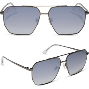 image:imageDIFF Berkely Navigator Sunglasses for Women  UV400 Protection  Modern Metal FramesGunmetal  Slate Gradient Flash