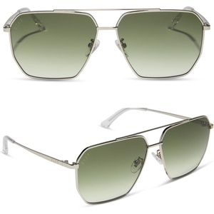 image:imageDIFF Berkely Navigator Sunglasses for Women  UV400 Protection  Modern Metal FramesSilver  Cool Matcha Gradient