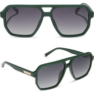 image:imageDIFF Cameron Navigator Sunglasses for Women  100 UV Polarized Protection  Solid FramesFairway Green  Grey Gradient