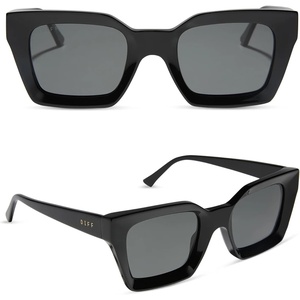 image:imageDIFF Greer Designer Rectangular Sunglasses for Women  UV400 Polarized ProtectionBlack  Grey