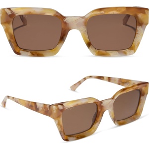image:imageDIFF Greer Designer Rectangular Sunglasses for Women  UV400 Polarized ProtectionGilded Tortoise  Brown